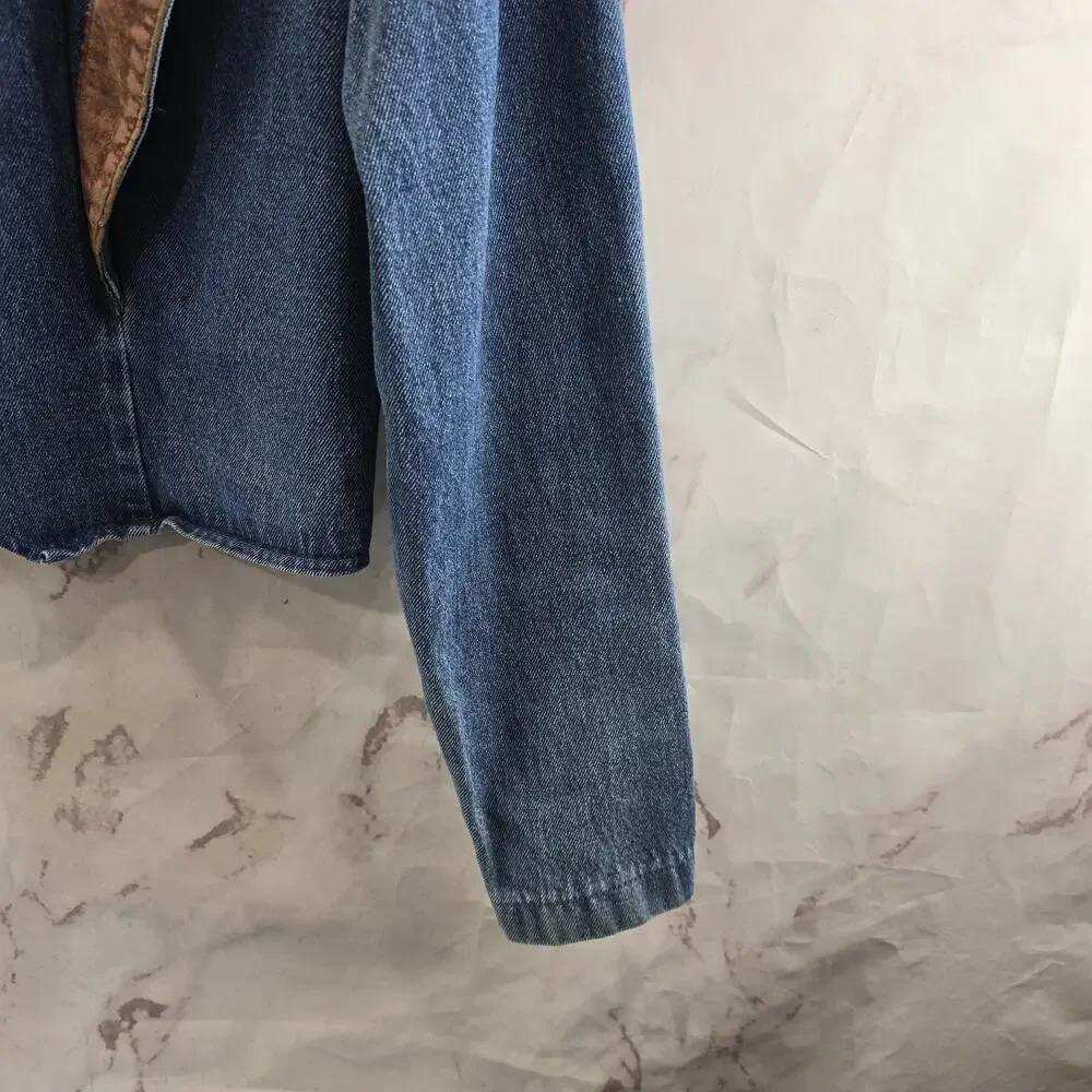 Vintage Southwestern Jacket Womens Large Jean 80s Y2K Concho Suede Leather Boxy - Picture 5 of 12